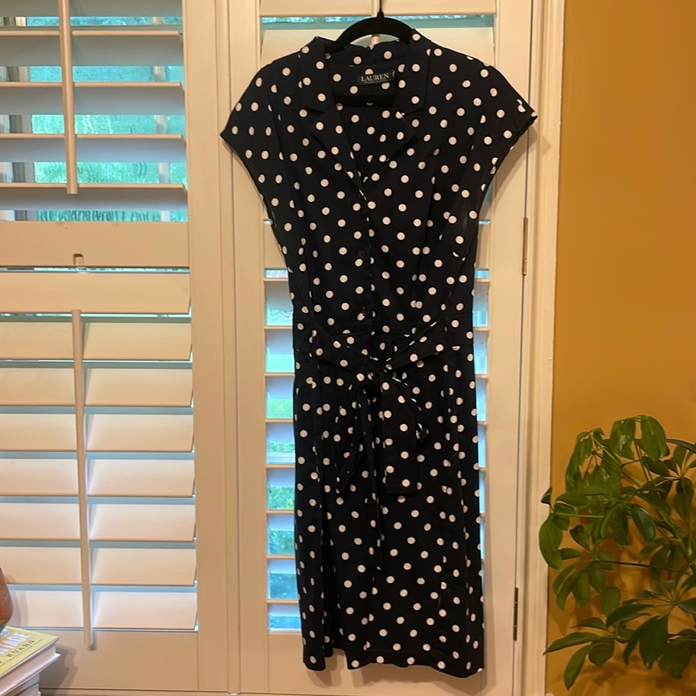 Navy polkadot dress